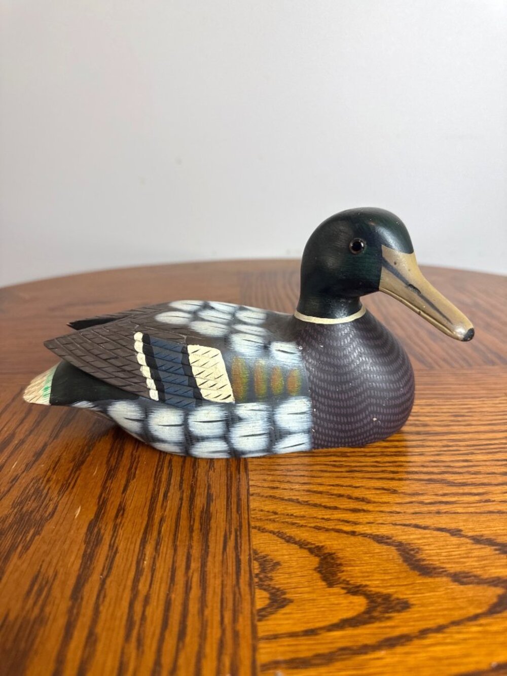 Hand-Painted Black White Brown Wooden Duck Decoy Home Office Decor Gift
